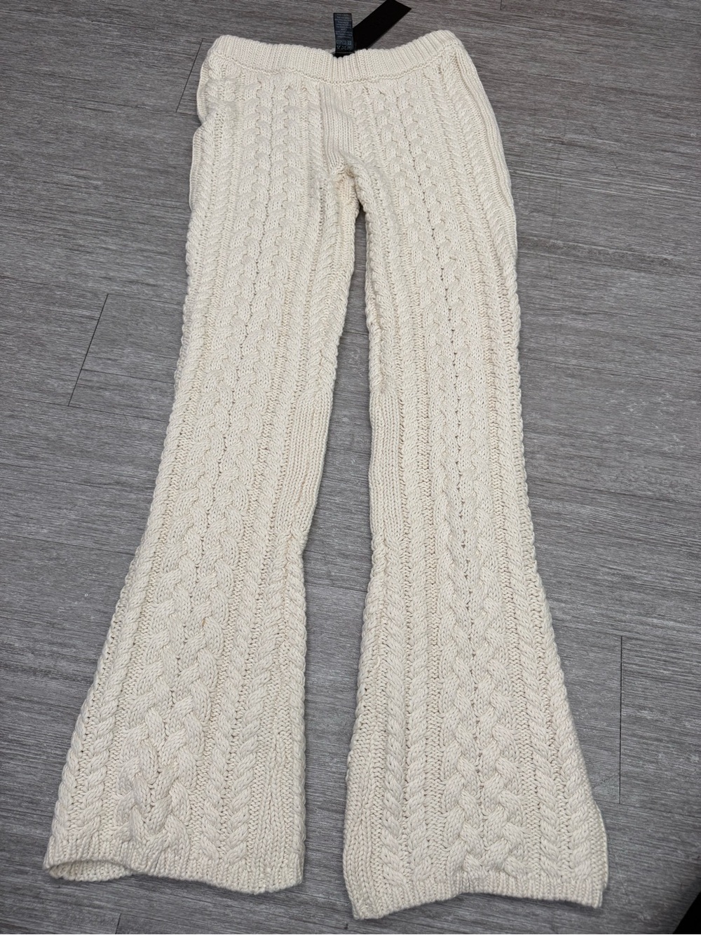 Lioness Serena Pant Cream Cable Knit Flare Pants Boho Coastal Grandma NWT *READ*
